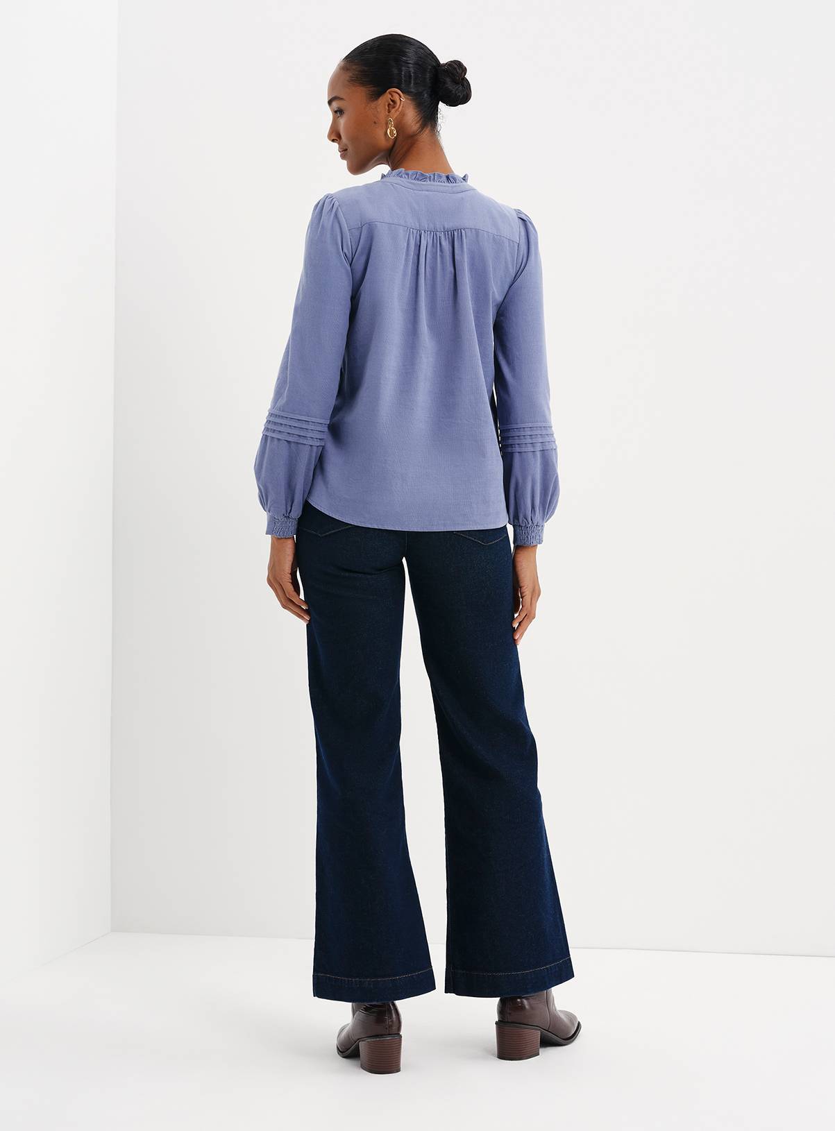 FINERY Lucy Corduroy Pintuck Long Sleeve Shirt 16 - Image 6